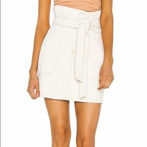 Free People Ivory Denim Tie Front Skirt